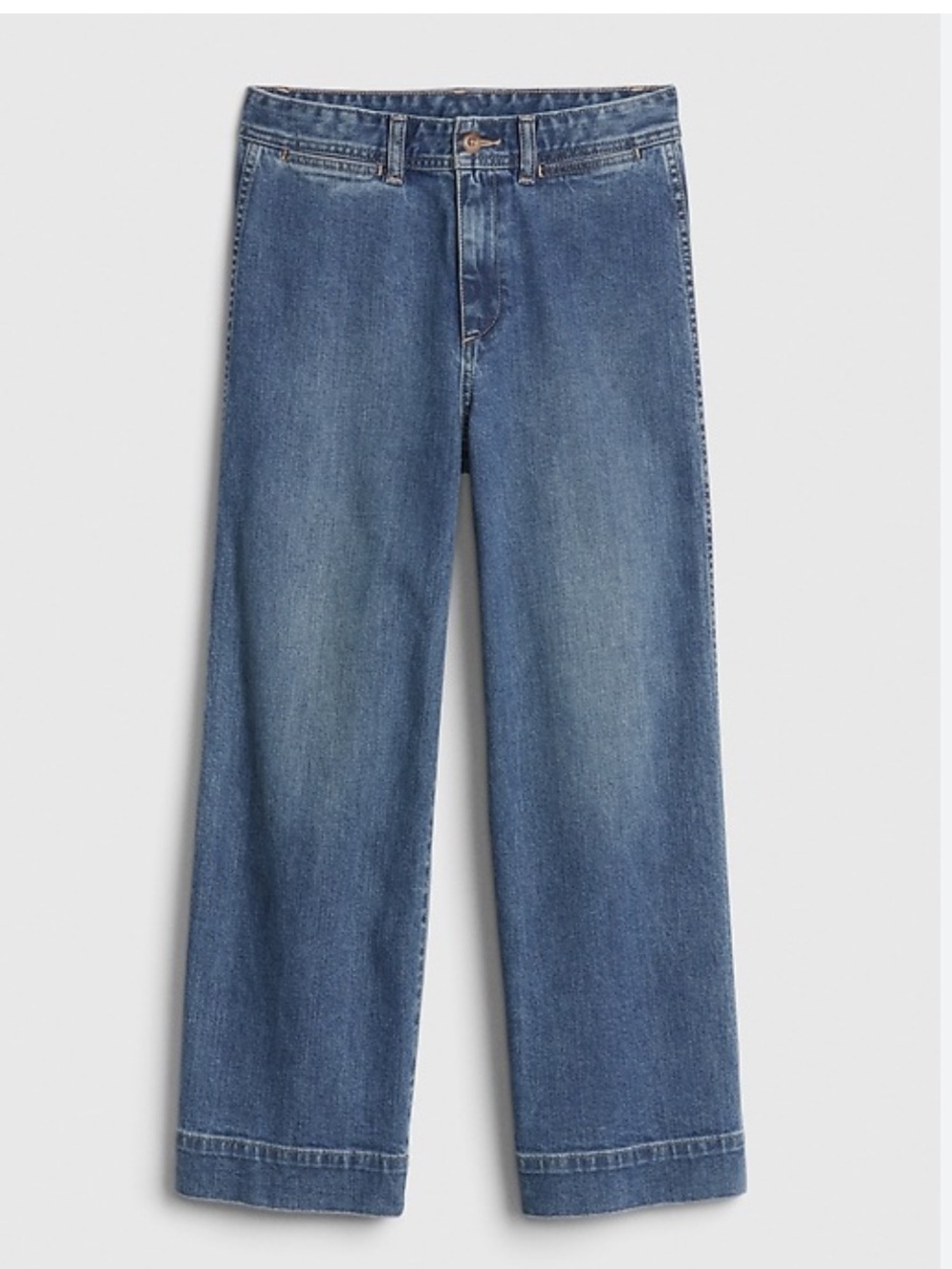 GAP Wide Leg High Rise Sailor‎ Jeans Crop Blue Size 28p Summer Nautical Stretch